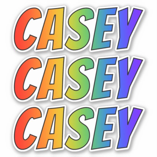 Voornaam "CASEY" w/ Fun Rainbow Coloring Sticker (Voorkant)