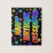 Voornaam "CASSANDRA", geun "HAPPY BIRTHDAY" Legpuzzel (Verticaal)