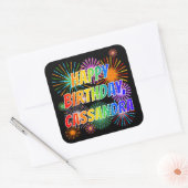 Voornaam "CASSANDRA", geun "HAPPY BIRTHDAY" Vierkante Sticker (Envelop)