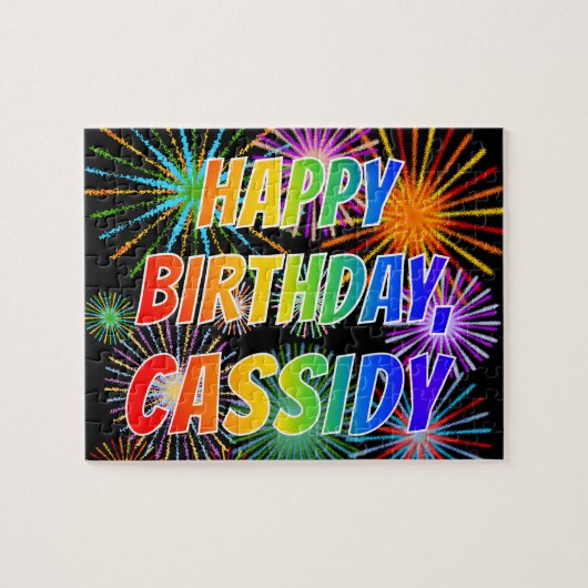 Voornaam "CASSIDY", geun "HAPPY BIRTHDAY" Legpuzzel (Horizontaal)