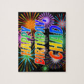 Voornaam "CHAD", geun "HAPPY BIRTHDAY" Legpuzzel (Verticaal)