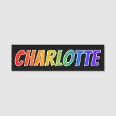 Voornaam "CHARLOTTE": Fun Rainbow-kleuren Naamplaatje (Voorkant)