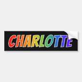 Voornaam "CHARLOTTE": vun regenboogkleuren Bumpersticker (Voorkant)