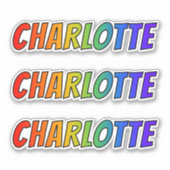 Voornaam "CHARLOTTE" w / Fun Rainbow Coloring Sticker (Voorkant)