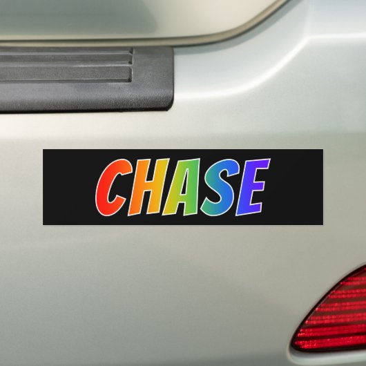 Voornaam "CHASE": Fun Rainbow-kleuren Bumpersticker (Op auto)