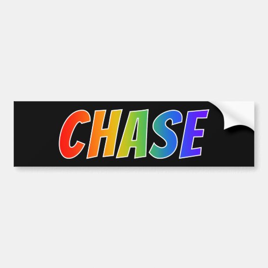 Voornaam "CHASE": Fun Rainbow-kleuren Bumpersticker (Voorkant)