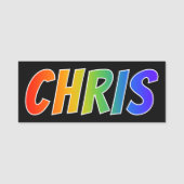 Voornaam "CHRIS": Fun Rainbow-kleuren Naamplaatje (Voorkant)