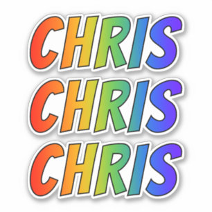 Voornaam "CHRIS" w / Fun Rainbow Coloring Sticker