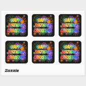 Voornaam "CHRISTINE", geun "HAPPY BIRTHDAY" Vierkante Sticker (Vel)