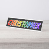 Voornaam "CHRISTOPHER": Fun Rainbow-kleuren Bureau Naambordje (Voorkant)