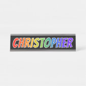 Voornaam "CHRISTOPHER": Fun Rainbow-kleuren Bureau Naambordje (Voorkant)