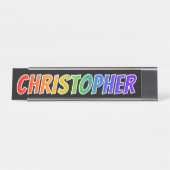 Voornaam "CHRISTOPHER": Fun Rainbow-kleuren Bureau Naambordje (Voorkant)