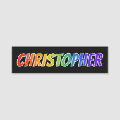 Voornaam "CHRISTOPHER": Fun Rainbow-kleuren Naamplaatje (Voorkant)