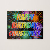 Voornaam "CHRISTOPHER", geun "HAPPY BIRTHDAY" Legpuzzel (Horizontaal)