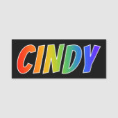 Voornaam "CINDY": Fun Rainbow-kleuren Naamplaatje (Voorkant)