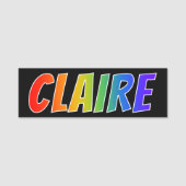 Voornaam "CLAIRE": Fun Rainbow-kleuren Naamplaatje (Voorkant)