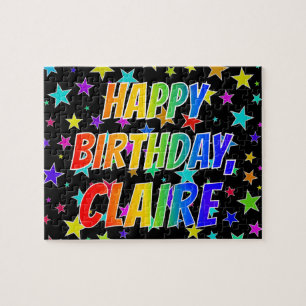 Voornaam "CLAIRE", geun "HAPPY BIRTHDAY" Legpuzzel