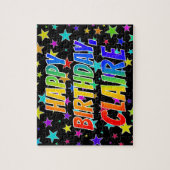 Voornaam "CLAIRE", geun "HAPPY BIRTHDAY" Legpuzzel (Verticaal)
