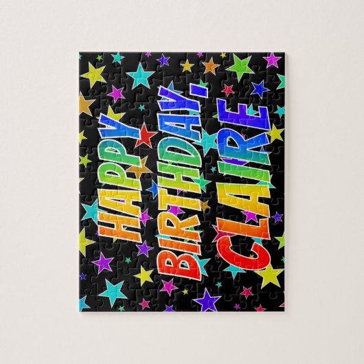 Voornaam "CLAIRE", geun "HAPPY BIRTHDAY" Legpuzzel (Verticaal)