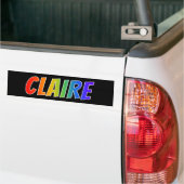 Voornaam "CLAIRE": vun regenboogkleuren Bumpersticker (Op Truck)