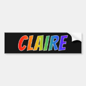 Voornaam "CLAIRE": vun regenboogkleuren Bumpersticker (Voorkant)