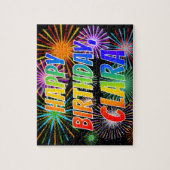 Voornaam "CLARA", geun "HAPPY BIRTHDAY" Legpuzzel (Verticaal)