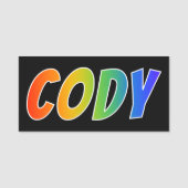 Voornaam "CODY": Fun Rainbow-kleuren Naamplaatje (Voorkant)