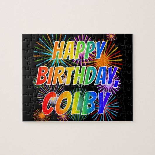 Voornaam "COLBY", afgekort "HAPPY BIRTHDAY" Legpuzzel (Horizontaal)