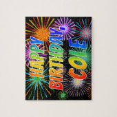 Voornaam "COLE", afgekort "HAPPY BIRTHDAY" Legpuzzel (Verticaal)