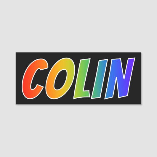 Voornaam "COLIN": Fun Rainbow-kleuren Naamplaatje (Voorkant)