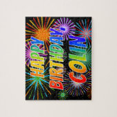 Voornaam "COLIN", geun "HAPPY BIRTHDAY" Legpuzzel (Verticaal)