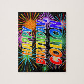 Voornaam "COLTON", geun "HAPPY BIRTHDAY" Legpuzzel (Verticaal)
