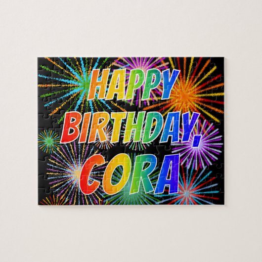Voornaam "CORA", vun "HAPPY BIRTHDAY" Legpuzzel (Horizontaal)