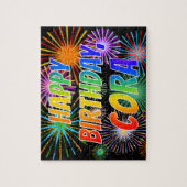 Voornaam "CORA", vun "HAPPY BIRTHDAY" Legpuzzel (Verticaal)