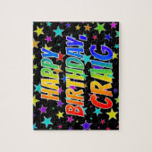 Voornaam "CRAIG", geun "HAPPY BIRTHDAY" Legpuzzel (Verticaal)
