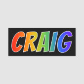 Voornaam "CRAIG": vun regenboogkleuren Naamplaatje (Voorkant)