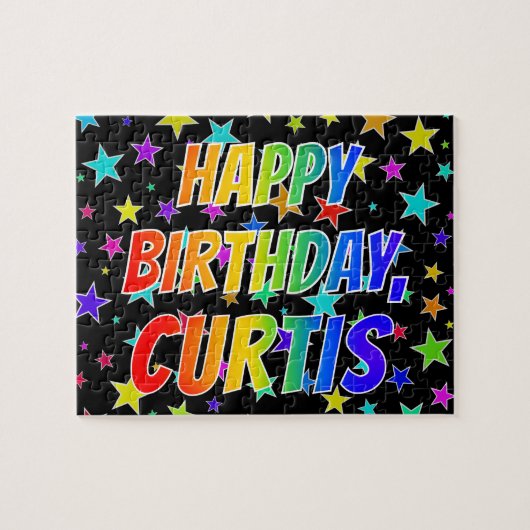 Voornaam "CURTIS", geun "HAPPY BIRTHDAY" Legpuzzel (Horizontaal)