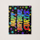Voornaam "CURTIS", geun "HAPPY BIRTHDAY" Legpuzzel (Verticaal)