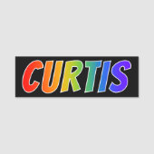 Voornaam "CURTIS": vun regenboogkleuren Naamplaatje (Voorkant)