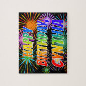 Voornaam "CYNTHIA", vun "HAPPY BIRTHDAY" Legpuzzel (Verticaal)