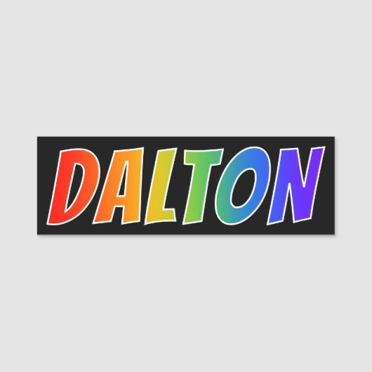 Voornaam "DALTON": Fun Rainbow-kleuren Naamplaatje (Voorkant)