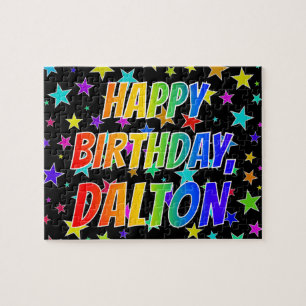 Voornaam "DALTON", geun "HAPPY BIRTHDAY" Legpuzzel