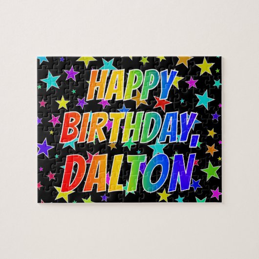Voornaam "DALTON", geun "HAPPY BIRTHDAY" Legpuzzel (Horizontaal)