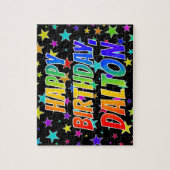 Voornaam "DALTON", geun "HAPPY BIRTHDAY" Legpuzzel (Verticaal)