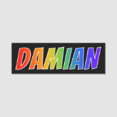 Voornaam "DAMIAN": Fun Rainbow-kleuren Naamplaatje (Voorkant)
