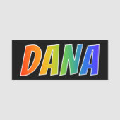 Voornaam "DANA": Fun Rainbow-kleuren Naamplaatje (Voorkant)