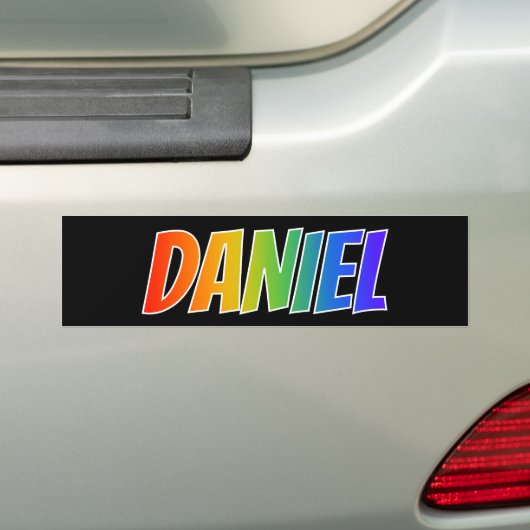Voornaam "DANIEL": Fun Rainbow-kleuren Bumpersticker (Op auto)
