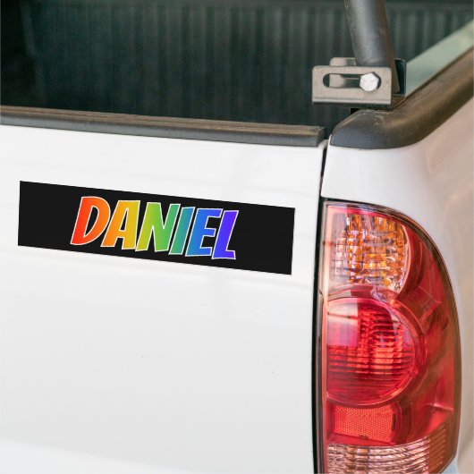 Voornaam "DANIEL": Fun Rainbow-kleuren Bumpersticker (Op Truck)