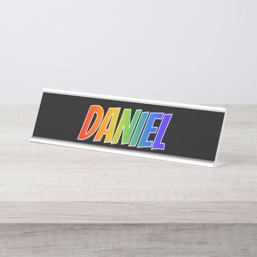 Voornaam "DANIEL": Fun Rainbow-kleuren Bureau Naambordje (Voorkant)