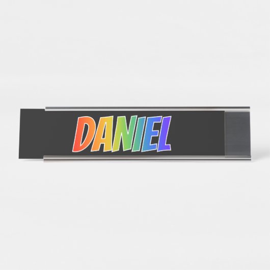 Voornaam "DANIEL": Fun Rainbow-kleuren Bureau Naambordje (Voorkant)